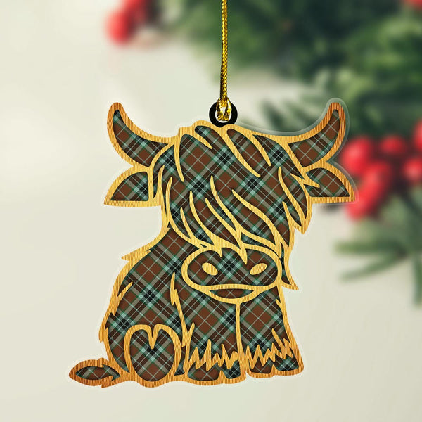 Scottish Thomson Hunting Modern Clan Tartan Highland Cow Ornament Tartan Plaid