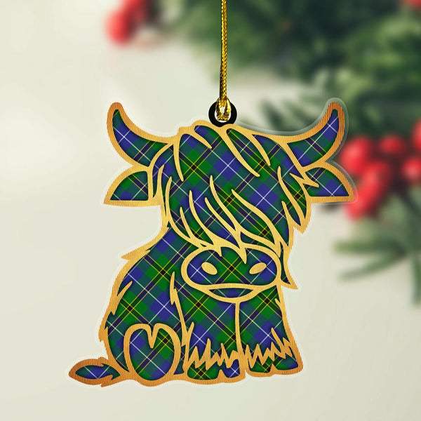 Scottish Turnbull Hunting Clan Tartan Highland Cow Ornament Tartan Plaid
