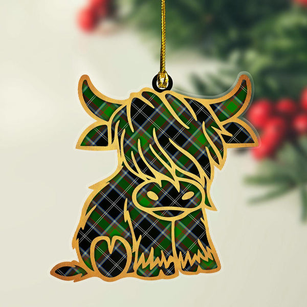 Scottish Webster Clan Tartan Highland Cow Ornament Tartan Plaid