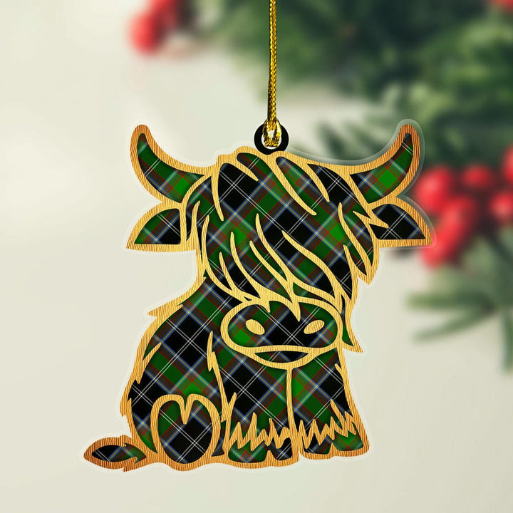 Scottish Webster Clan Tartan Highland Cow Ornament Tartan Plaid