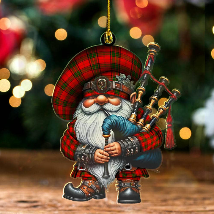 Scottish Adair Clan Crest Tartan Bagpiper Gnome Ornament Tartan Plaid 1.jpg