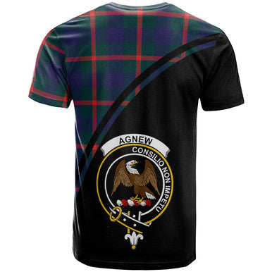 Scottish Agnew Clan Crest Tartan Curve T-Shirt Back Side Tartan Plaid