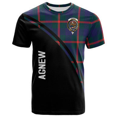 Scottish Agnew Clan Crest Tartan Curve T-Shirt Front Side Tartan Plaid