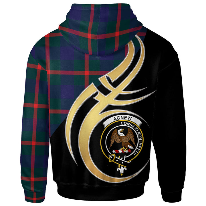 Scottish Agnew Clan Crest Tartan Hoodie - Believe In Me Back Side Tartan Plaid