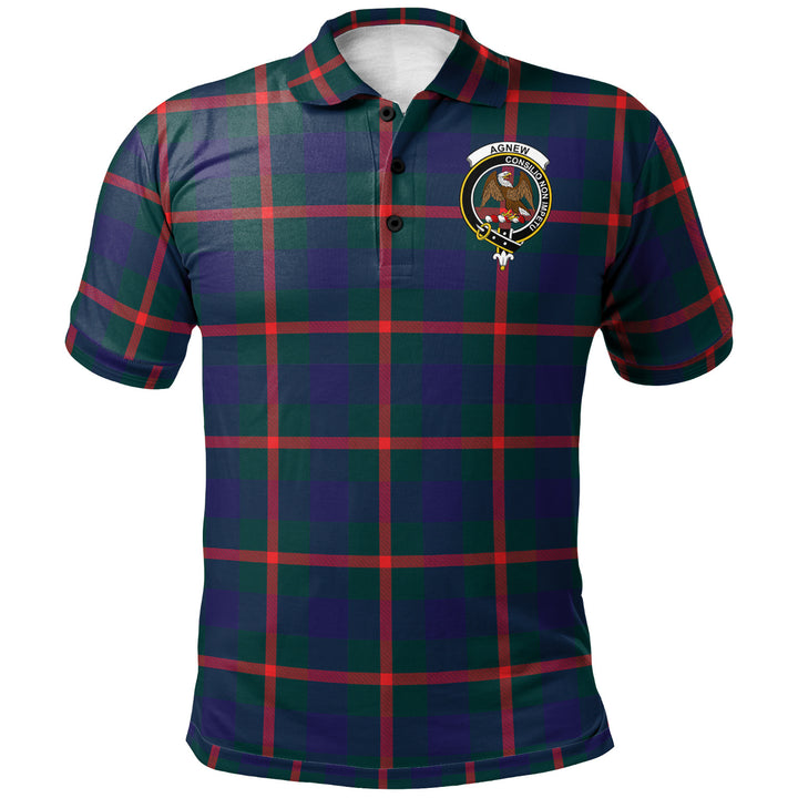 Scottish Agnew Clan Crest Tartan Polo Shirt Front Side Tartan Plaid