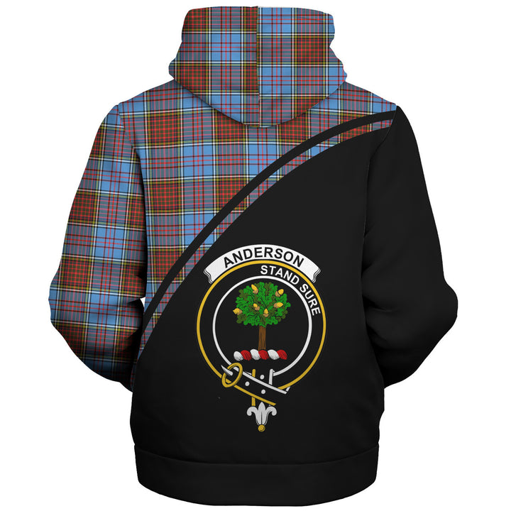 Scottish Anderson Clan Crest Tartan Curve Sherpa Hoodie Front Side Tartan Plaid