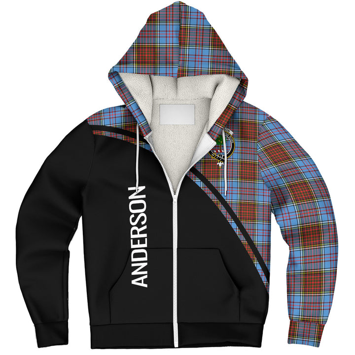Scottish Anderson Clan Crest Tartan Curve Sherpa Hoodie Tartan Plaid