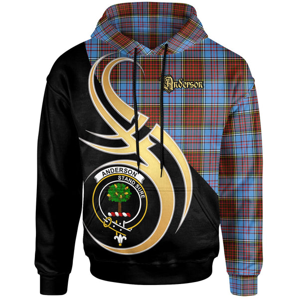 Scottish Anderson Clan Crest Tartan Hoodie - Believe In Me Front Side Tartan Plaid