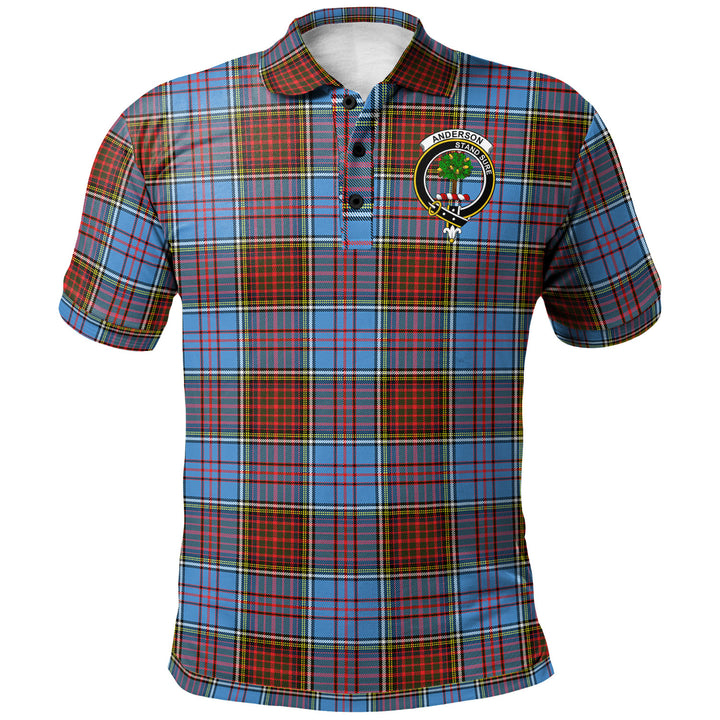 Scottish Anderson Clan Crest Tartan Polo Shirt Front Side Tartan Plaid