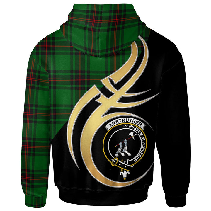 Scottish Anstruther Clan Crest Tartan Hoodie - Believe In Me Back Side Tartan Plaid