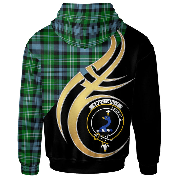 Scottish Arbuthnot Clan Crest Tartan Hoodie - Believe In Me Back Side Tartan Plaid