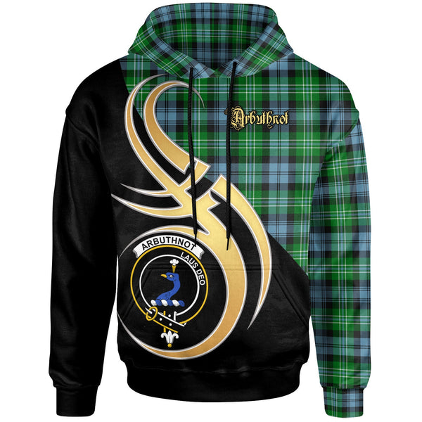Scottish Arbuthnot Clan Crest Tartan Hoodie - Believe In Me Front Side Tartan Plaid