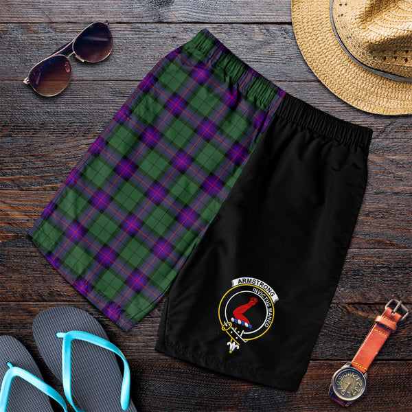 Scottish Armstrong Clan Crest Tartan Half of Me Men's Shorts 1