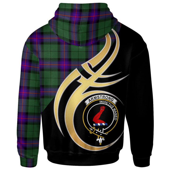 Scottish Armstrong Clan Crest Tartan Hoodie - Believe In Me Back Side Tartan Plaid