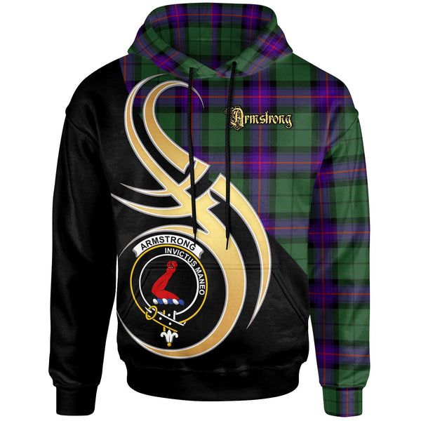 Scottish Armstrong Clan Crest Tartan Hoodie - Believe In Me Front Side Tartan Plaid