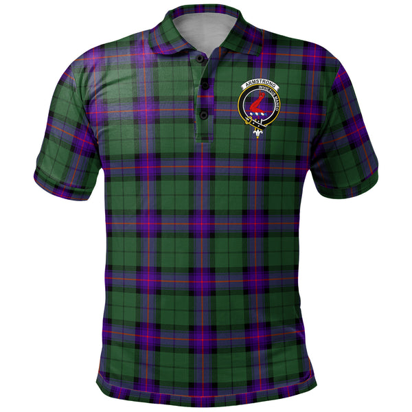 Scottish Armstrong Clan Crest Tartan Polo Shirt Front Side Tartan Plaid
