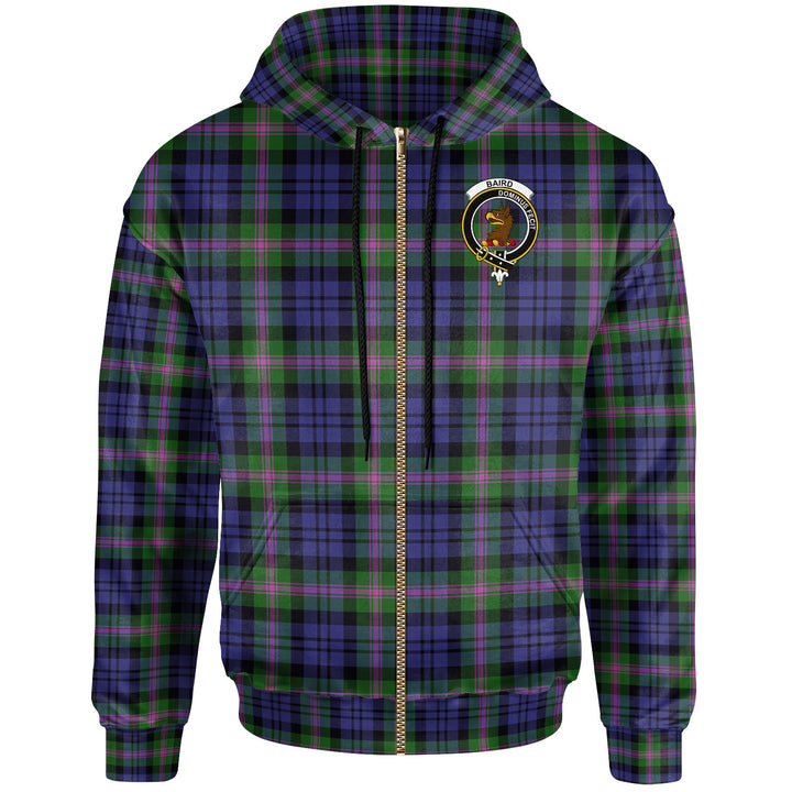 Scottish Baird Clan Crest Tartan Hoodie Zip Tartan Plaid