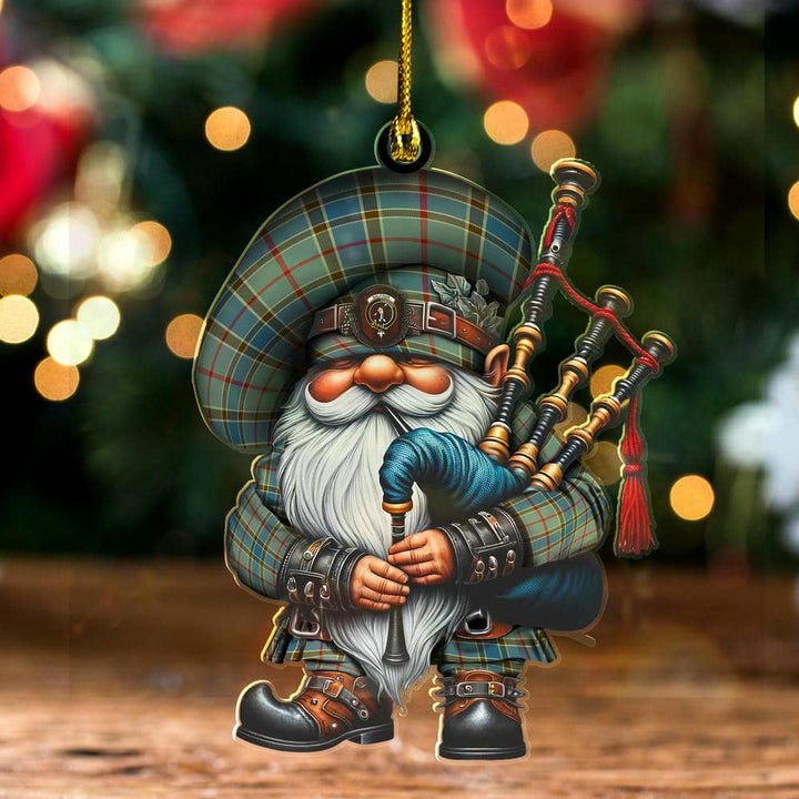 Scottish Balfour Clan Crest Tartan Bagpiper Gnome Ornament Tartan Plaid 1.jpg