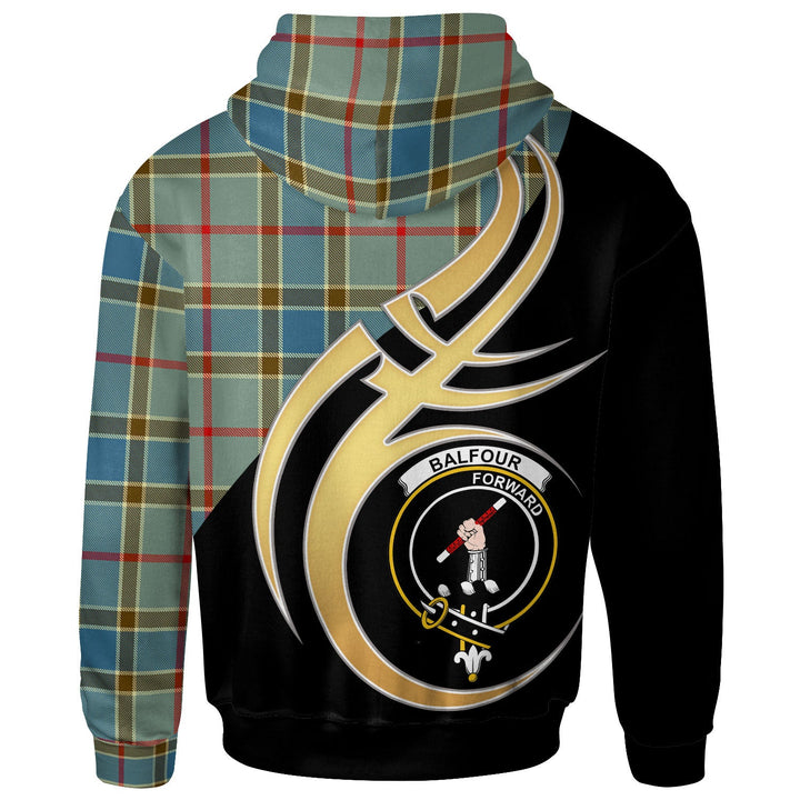 Scottish Balfour Clan Crest Tartan Hoodie - Believe In Me Back Side Tartan Plaid