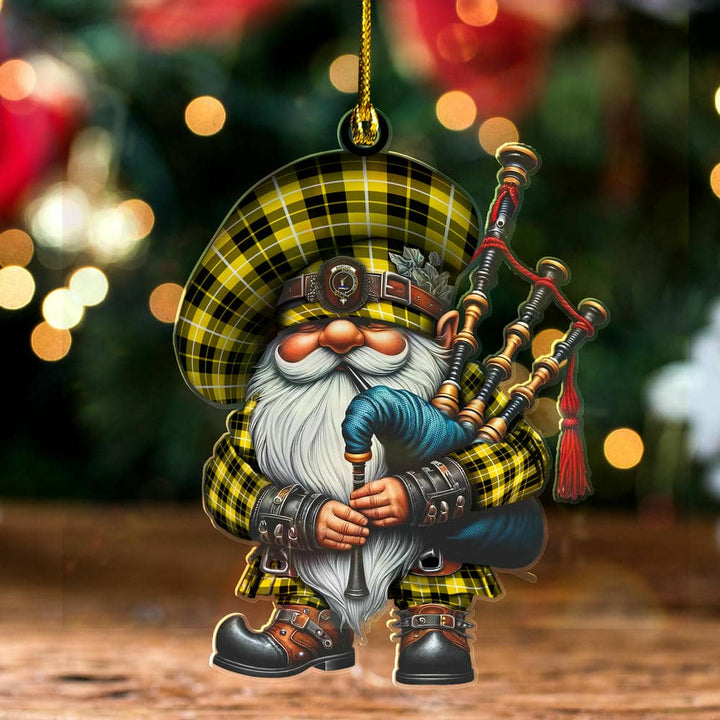 Scottish Barclay Clan Crest Tartan Bagpiper Gnome Ornament Tartan Plaid 1.jpg