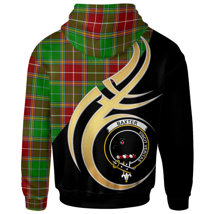 Scottish Baxter Clan Crest Tartan Hoodie - Believe In Me Back Side Tartan Plaid