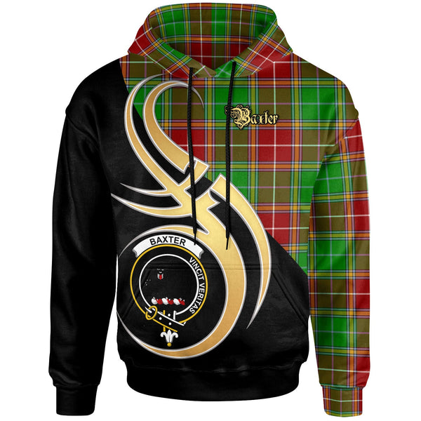 Scottish Baxter Clan Crest Tartan Hoodie - Believe In Me Front Side Tartan Plaid