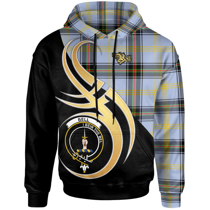 Scottish Bell Clan Crest Tartan Hoodie - Believe In Me Front Side Tartan Plaid