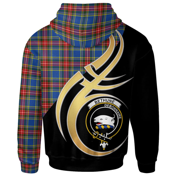 Scottish Bethune Clan Crest Tartan Hoodie - Believe In Me Back Side Tartan Plaid