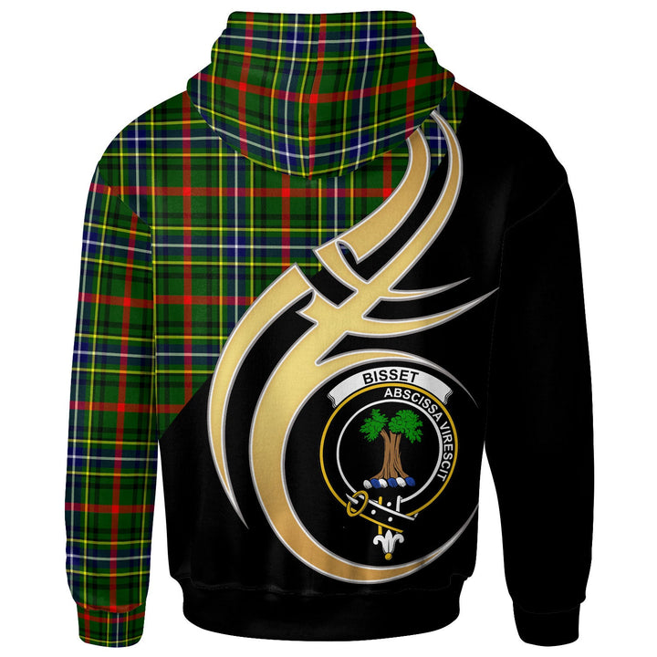 Scottish Bisset Clan Crest Tartan Hoodie - Believe In Me Back Side Tartan Plaid