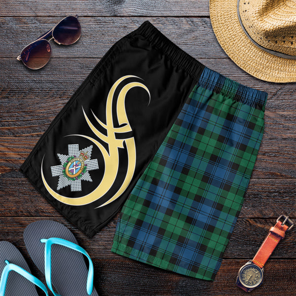 Scottish Blackwatch Ancient Clan Crest Tartan Believe in Me Men's Shorts