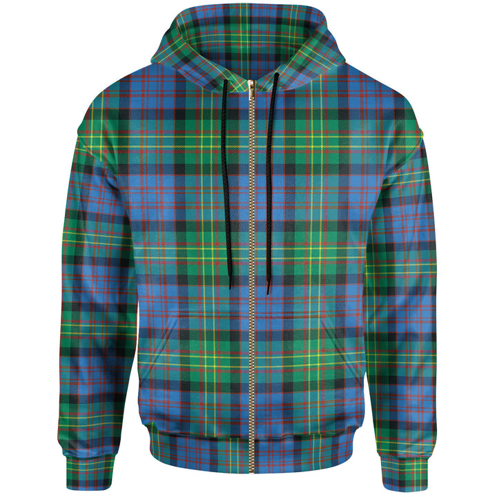 Scottish Bowie Ancient Clan Tartan Hoodie Zip Tartan Plaid