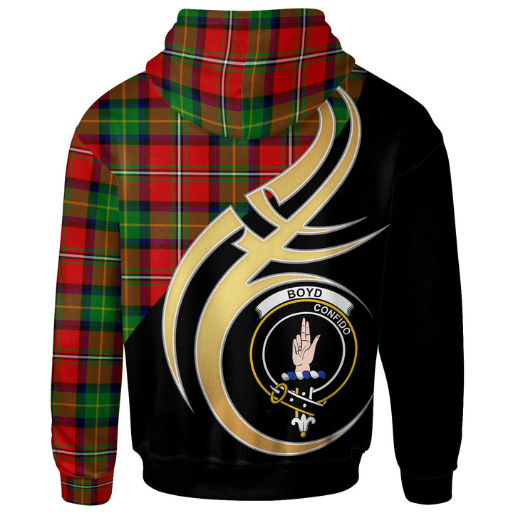 Scottish Boyd Clan Crest Tartan Hoodie - Believe In Me Back Side Tartan Plaid