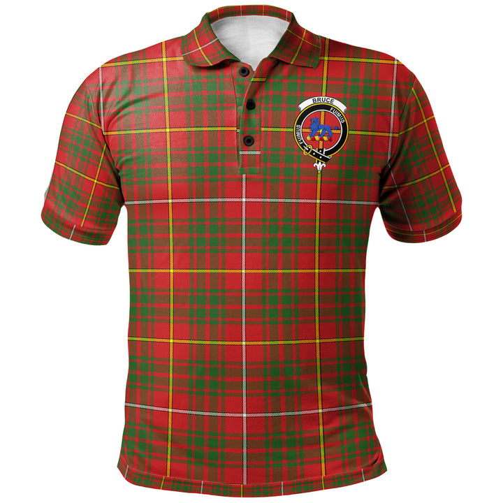 Scottish Bruce Clan Crest Tartan Polo Shirt Front Side Tartan Plaid