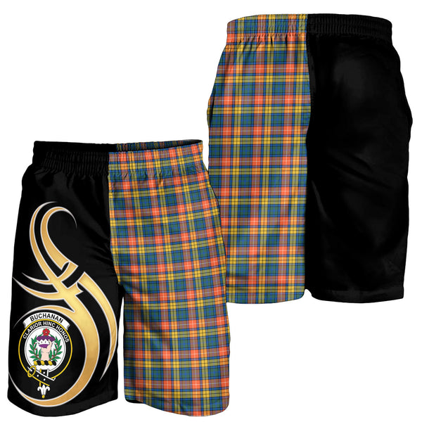 Scottish Buchanan Ancient Clan Crest Tartan Believe in Me Men's Shorts Tartan Plaid 1