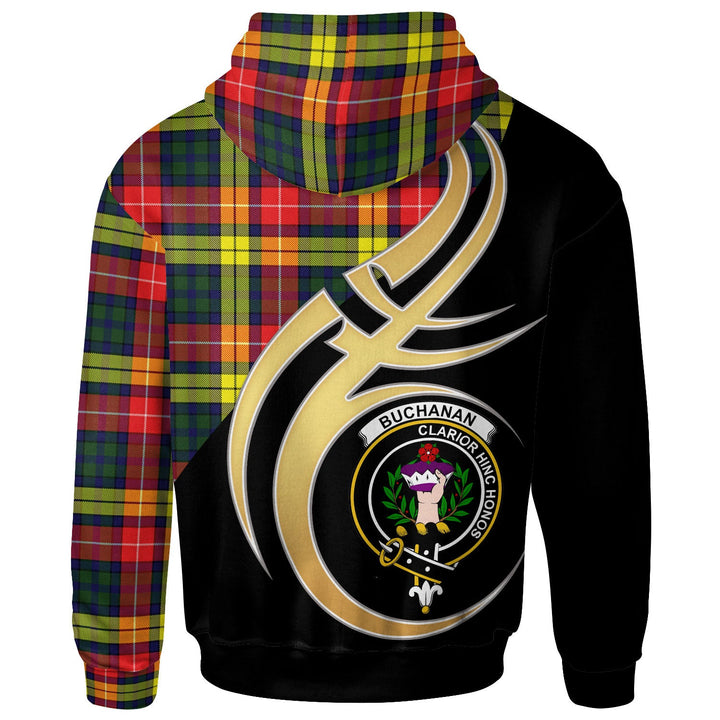 Scottish Buchanan Clan Crest Tartan Hoodie - Believe In Me Back Side Tartan Plaid