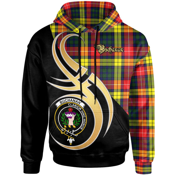 Scottish Buchanan Clan Crest Tartan Hoodie - Believe In Me Front Side Tartan Plaid