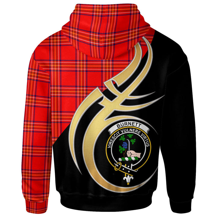 Scottish Burnett Clan Crest Tartan Hoodie - Believe In Me Back Side Tartan Plaid