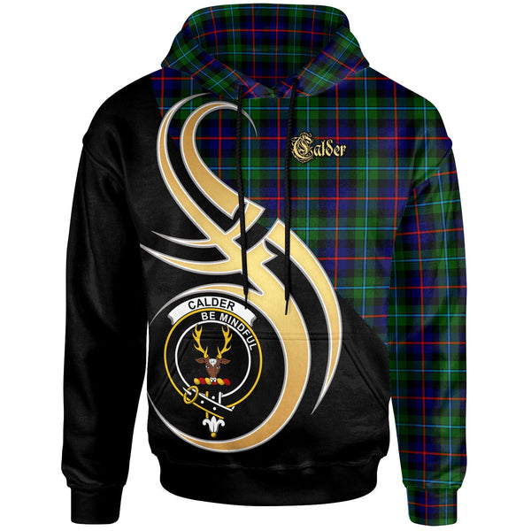 Scottish Calder Clan Crest Tartan Hoodie - Believe In Me Front Side Tartan Plaid