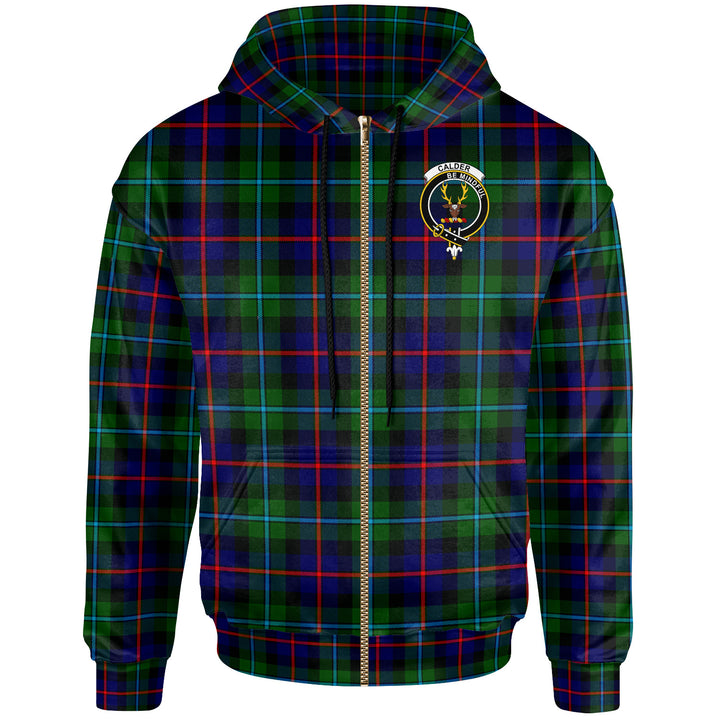 Scottish Calder Clan Crest Tartan Hoodie Zip Tartan Plaid
