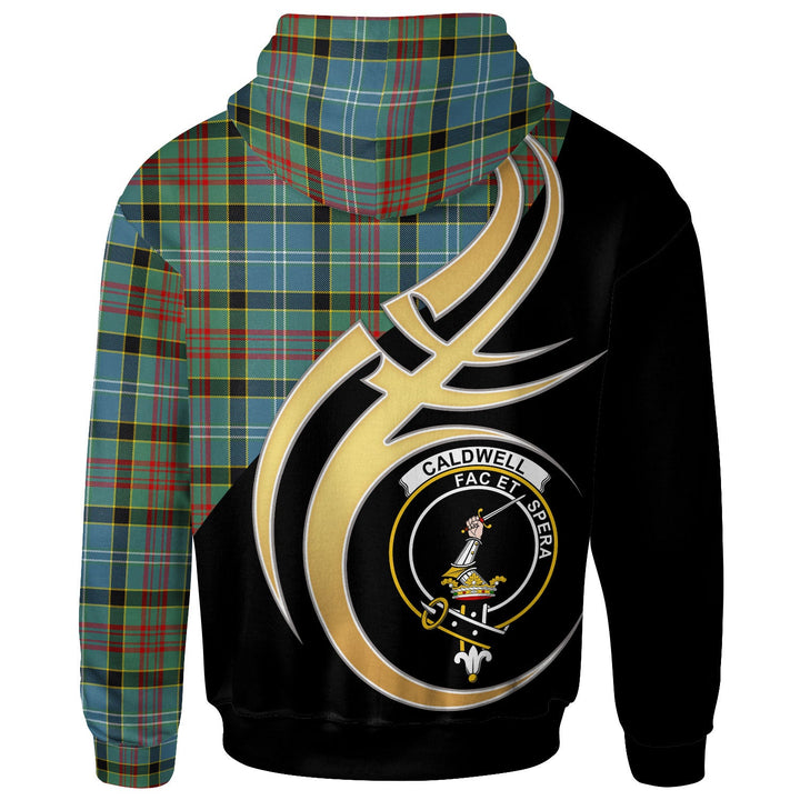 Scottish Caldwell Clan Crest Tartan Hoodie - Believe In Me Back Side Tartan Plaid