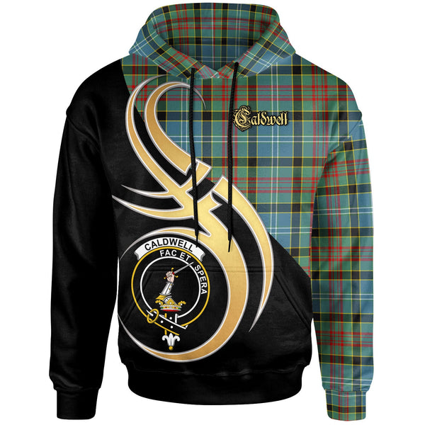 Scottish Caldwell Clan Crest Tartan Hoodie - Believe In Me Front Side Tartan Plaid