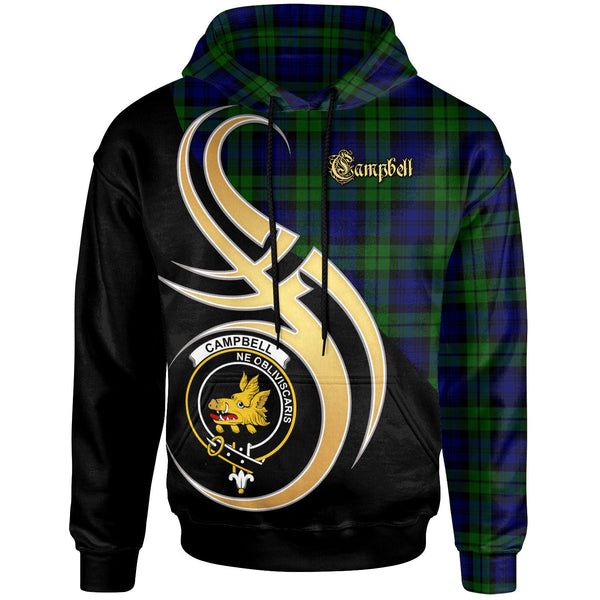 Scottish Campbell Clan Crest Tartan Hoodie - Believe In Me Front Side Tartan Plaid