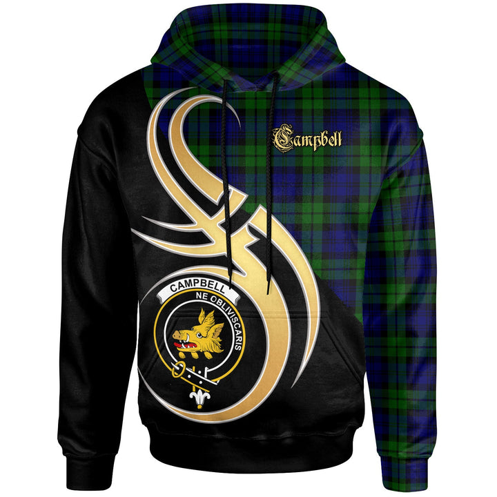 Scottish Campbell Clan Crest Tartan Hoodie - Believe In Me Front Side Tartan Plaid