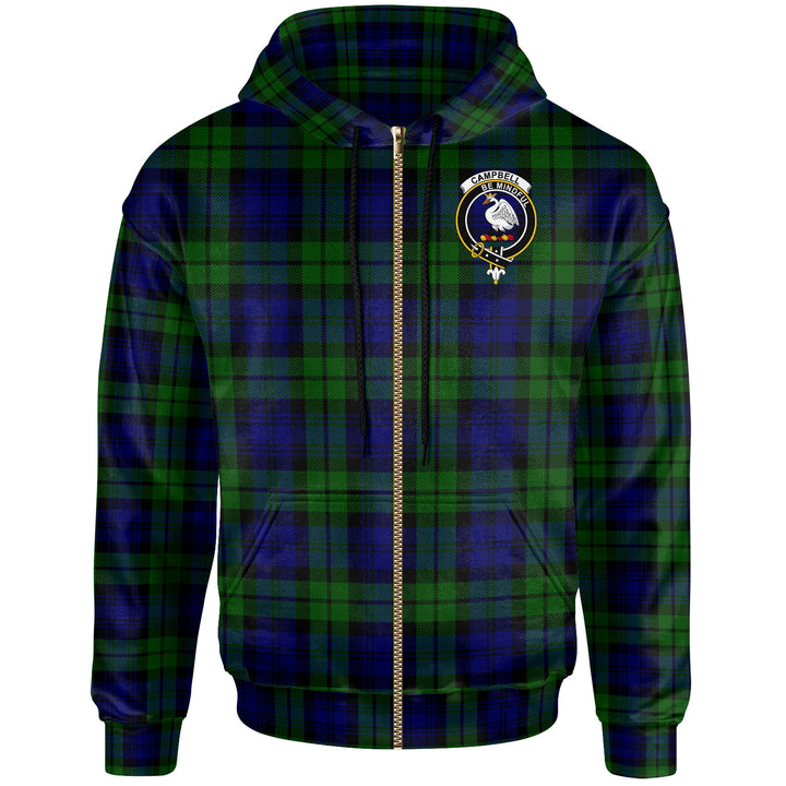 Scottish Campbell Clan Crest Tartan Hoodie Zip Tartan Plaid