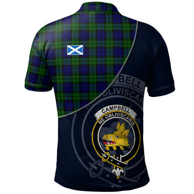 Scottish Campbell Modern Clan Crest Tartan Polo Shirt - Bend Style Back Side Tartan Plaid