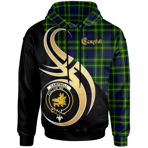 Scottish Campbell of Breadalbane Clan Crest Tartan Hoodie - Believe In Me Front Side Tartan Plaid