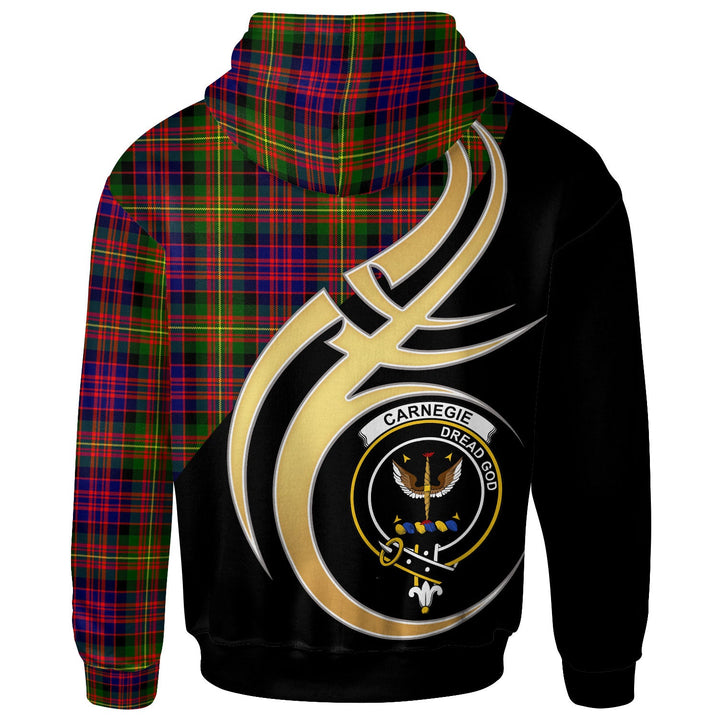 Scottish Carnegie Clan Crest Tartan Hoodie - Believe In Me Back Side Tartan Plaid