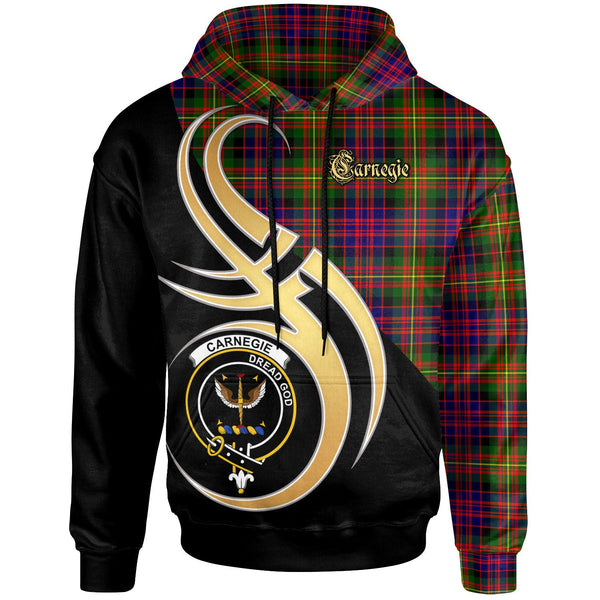 Scottish Carnegie Clan Crest Tartan Hoodie - Believe In Me Front Side Tartan Plaid