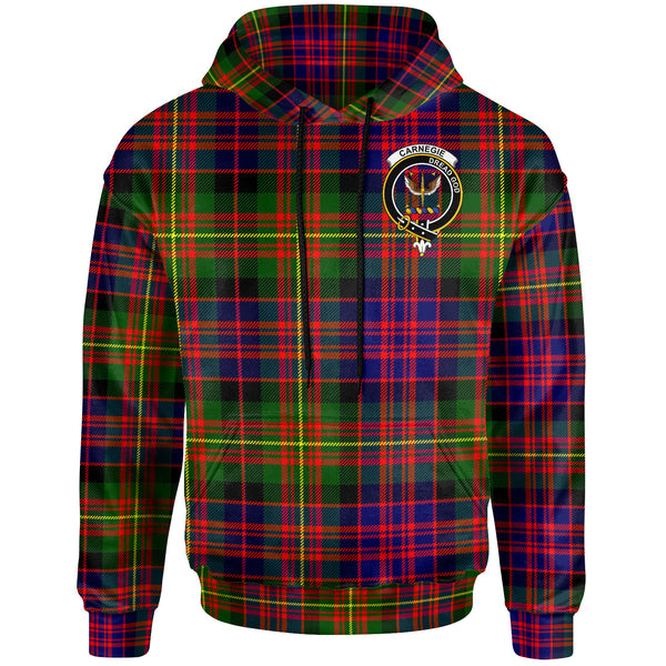 Scottish Carnegie Clan Crest Tartan Hoodie Front Side Tartan Plaid