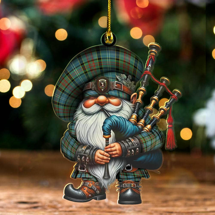 Scottish Cathcart Clan Crest Tartan Bagpiper Gnome Ornament Tartan Plaid 1.jpg